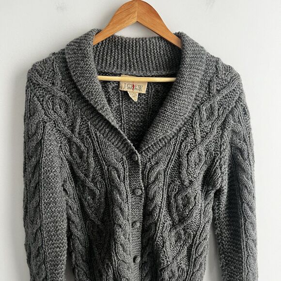 J. Crew Factory Gray Cable Knit Cardigan - Picture 6 of 6